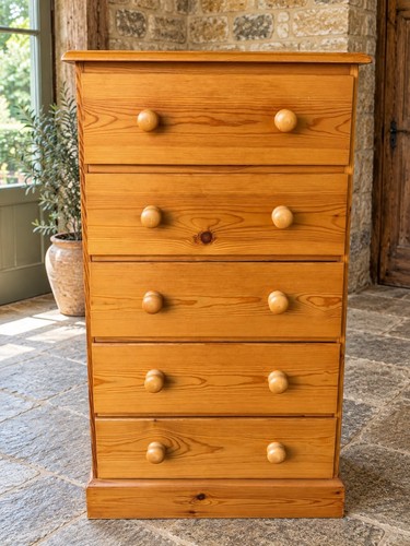 Solid pine tallboy drawer - pine,