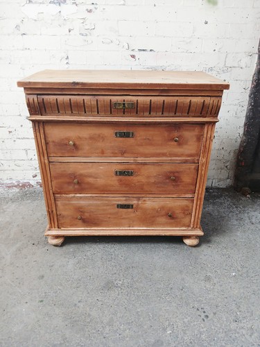 Waxed antique pine chest - , of