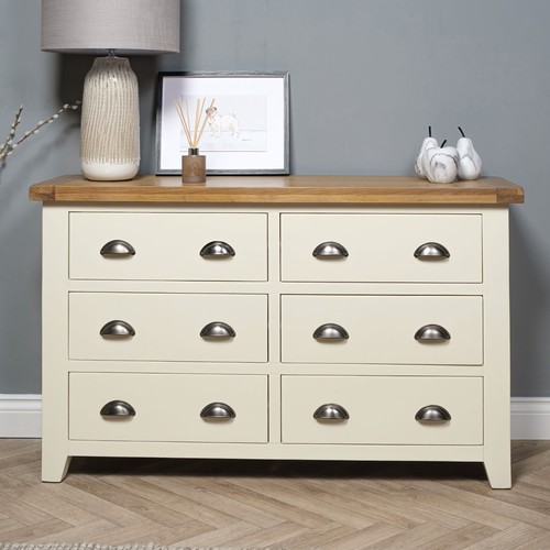 Painted cream oak wide - wide, chest